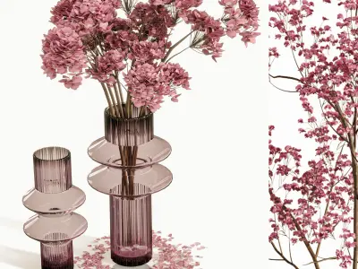 Set Pink bouquet 3D model