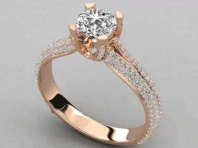 Glamorous Modern Luxury Engagement diamond Ring 3D print model