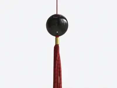 Oriental Traditional Hanging Silk Lantern 01 3D model