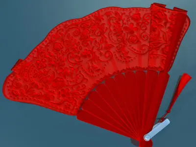 Hand fan lace multicolor rigged low poly Low-poly 3D model