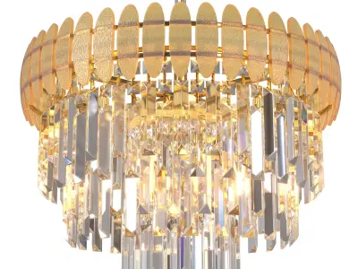 Modern Crystal Chandelier Round Gold 3D model