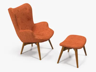 Grant Featherston Contour Style Chair Orange 3D model