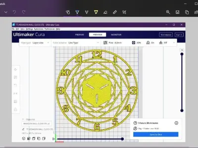 hexagon shape wall clock 3D print model