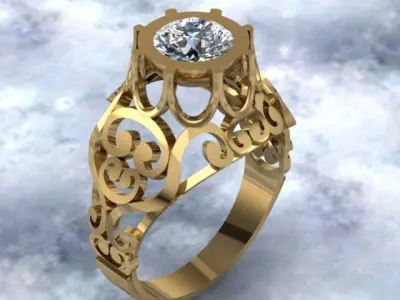 Georgian Style Vintage Diamond Ring 3D print model