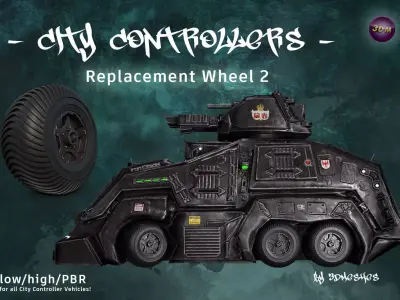 CITY CONTROLLERS Replacement Wheel 2 - PBR lowpoly Low-poly 3D model