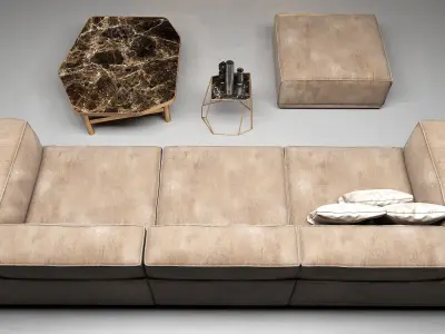Sofa with decor 3D model