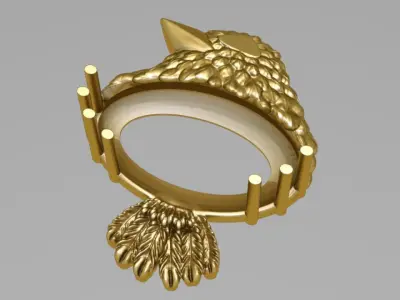 Hollow gold bird 3D print model