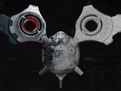 Sci-Fi Drone Low-poly 3D model 6