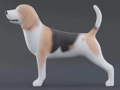 Dog Beagle Low Poly Model Game AR VR Low-poly 3D model
