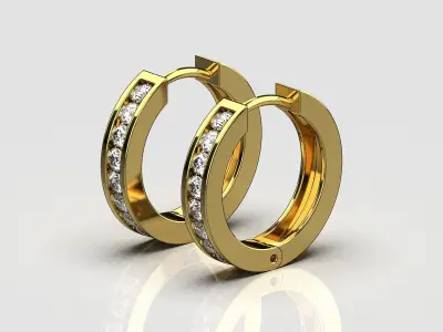 Diamond Hoop Earrings  011411 3D print model