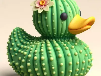 Cactus Rubber Duck 3D print model