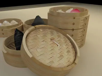 Chinese bamboo steamer 3D model