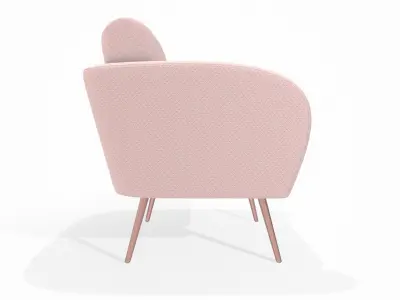 Decorative armchair with pink toothpick feet and pink cotton Low-poly 3D model