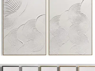 Plaster Two Photo Frame 451 Low-poly 3D model