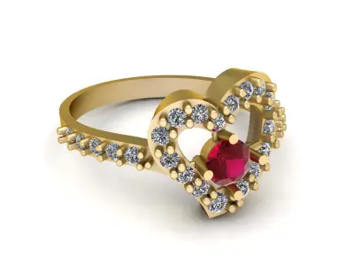 Proposal Heart Diamond Ring 3d Printable Model 3D print model