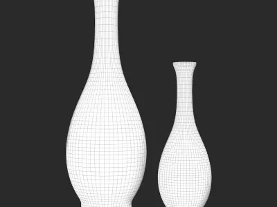 Two Green and Brown Vases 3D model