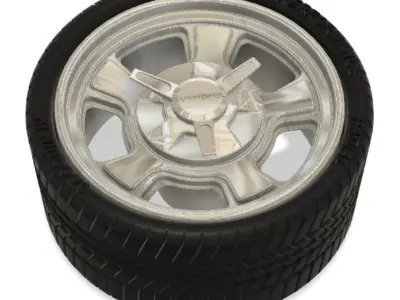 Cragar Street Pro Wheels with Tires and Brakes for 3D Print 3D print model