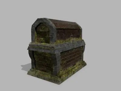 Chest old wooden box Low-poly 3D model