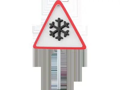 3D snow road sign icon  3D model