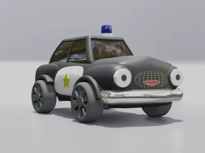 cartoon police car Low-poly 3D model