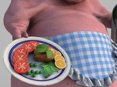 Pig waitress Low-poly 3D model