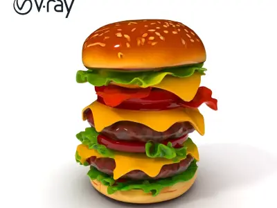 Double Cheeseburger Stack Model Pack Low-poly 3D model