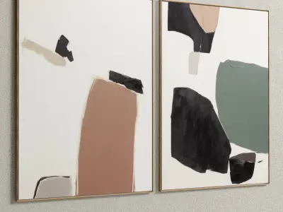 Plaster Two Photo Frame E-30 Low-poly 3D model