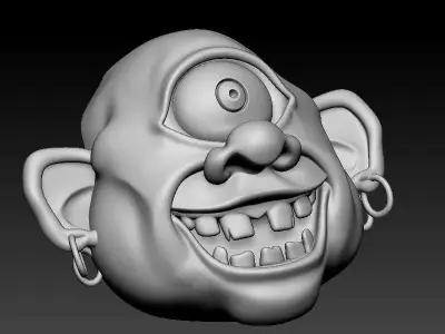 Blue One-Eyed Monster Head 3D Model 3D print model