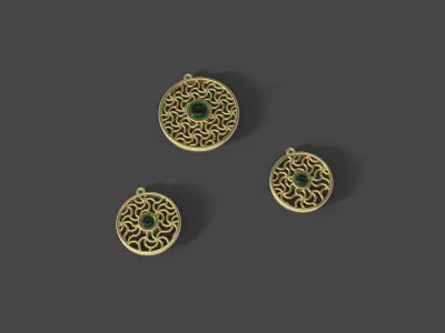 Circular Floral Jewellery Set 3D print model