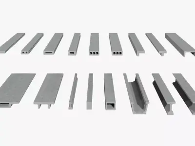 Concrete Beams Low-poly 3D model