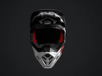 Bell Moto-9 Flex Fasthouse Helmet High and Low Poly Set Low-poly 3D model