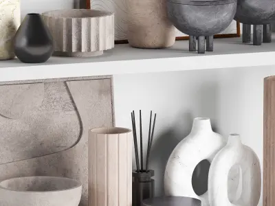 Decor Set vases on shelves 3D model
