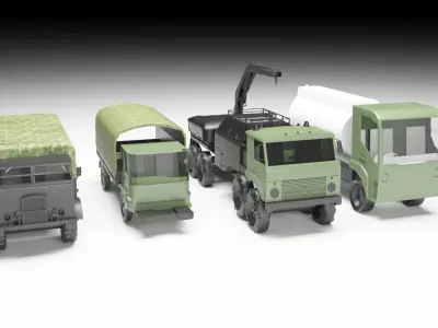 army vehicles package Low-poly 3D model