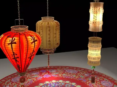 Chinese red lantern 3D model