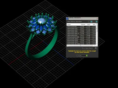 Fabulous Flower Ring  with Princess and Marquise Diamonds 3D print model