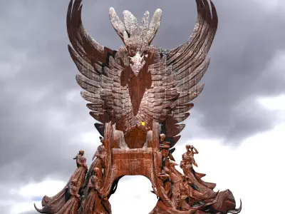 Feathered angel wing Throne 2 3D model purchase