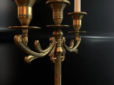 Candle holder and candles Low-poly 3D model