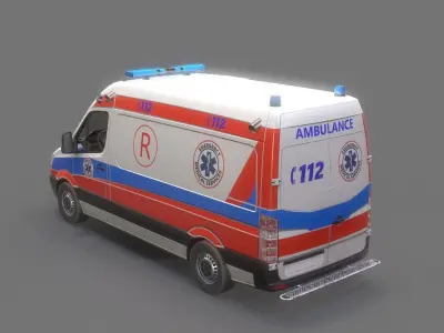 Ambulance Game Ready Low-poly 3D model