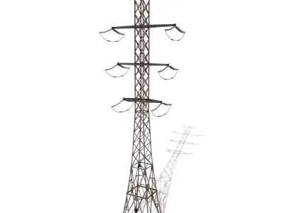 Electricity Pole 13 Weathered 3D model