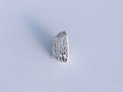 Vase curved tipping triangle 2 with faceted organic lattice 3D print model