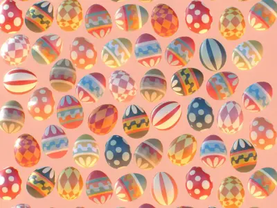  Easter Ornamental Eggs Subdivision Animated 3D model