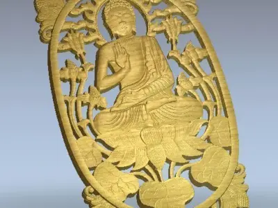 Lord Buddha - 3D Wall Art for CNC 3D print model 3D model