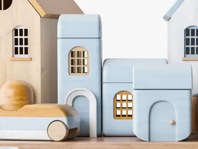 Wooden toy set 3D model