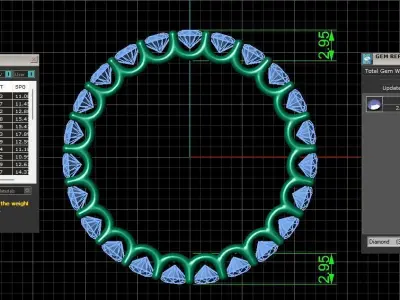 U Shaped Eternity Ring 2 point 8 mm stone size swiss 20 and EU60 3D print model