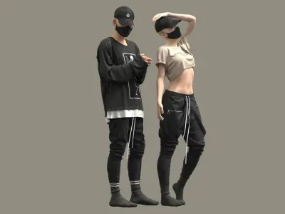 Male and Female Outfits 3D model
