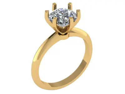 six claw tiffany style solitare ring  3D print model