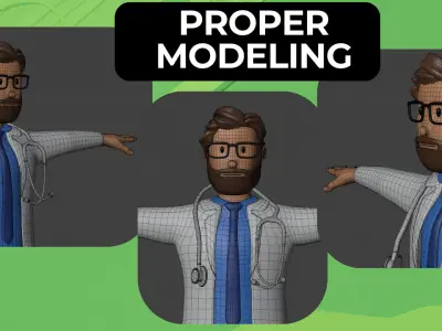 Doctor Cartoon Male Character Fully Rigged  Low-poly 3D model