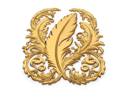 feather decor set wall mural 07 3D model