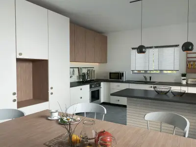White Minimalist Kitchen 3D model