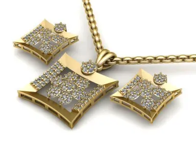 LUXURY DIMOND EARRINGS And PENDANT 3D PRINTABLE MODEL 3D print model